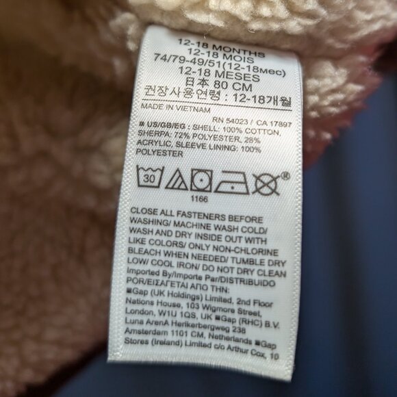 Baby Gap Corduroy Bomber Jacket, 12-18 Months NWT - Picture 4 of 4